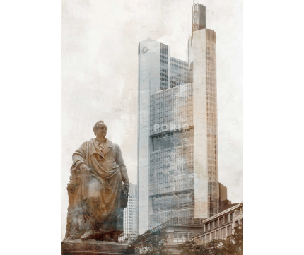 Frankfurt 9 mit Goethe-Denkmal – 80 x 110 cm – Canvas Leinwand auf Keilrahmen gespannt