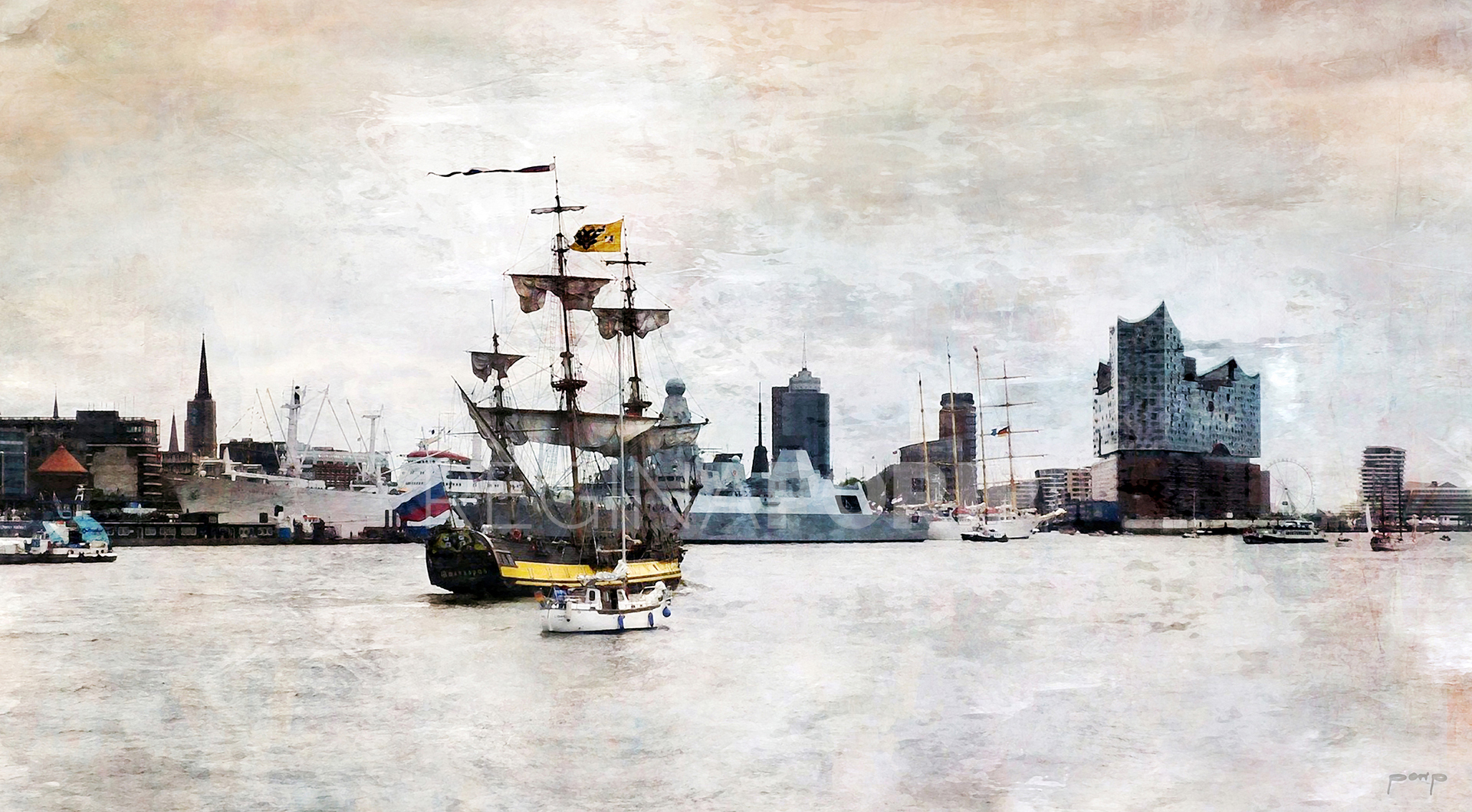Hamburg Hafen 35 mit Elbphilharmonie – 60 x 30 cm
