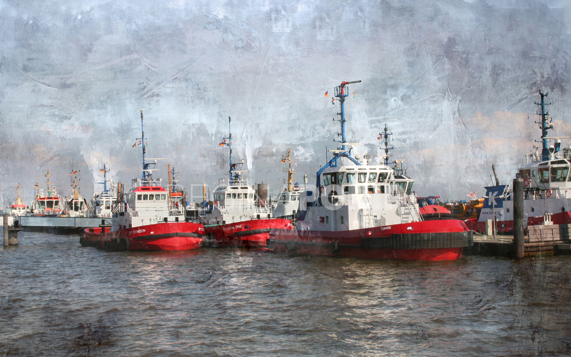 Hamburg Hafen mit Elbschlepper 1 – 80 x 50 cm