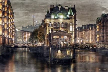 Hamburg Speicherstadt 15 – 120 x 80 cm – Canvas Leinwand auf Keilrahmen gespannt