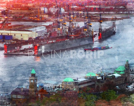 Hamburg Hafen 55 – 90 x 70 cm – Canvas Leinwand auf Keilrahmen gespannt