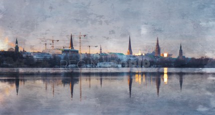 Hamburg Alster 48 – 130 x 70 cm – Canvas Leinwand auf Keilrahmen gespannt