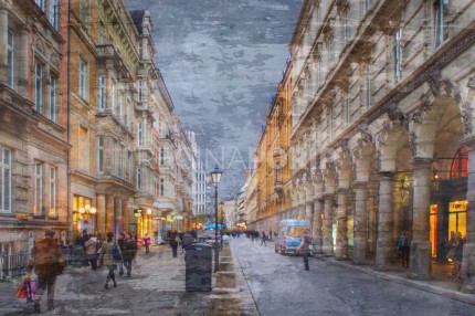 Hamburg Colonnaden 1 – 60 x 40 cm – Canvas Leinwand auf Keilrahmen gespannt