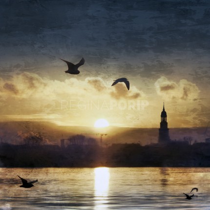 Hamburg Alster 50  –  60 x 60 cm – Canvas Leinwand auf Keilrahmen gespannt