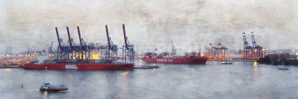 Hafen Hamburg 52  –  90 x 30 cm – Canvas Leinwand auf Keilrahmen gespannt