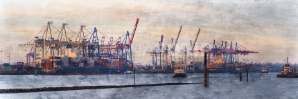Hamburg Hafen 70  –  90 x 30 cm – Canvas Leinwand auf Keilrahmen gespannt