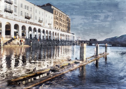 Hamburg Alsterarkaden 2  –  100 x 70 cm – Canvas Leinwand auf Keilrahmen gespannt