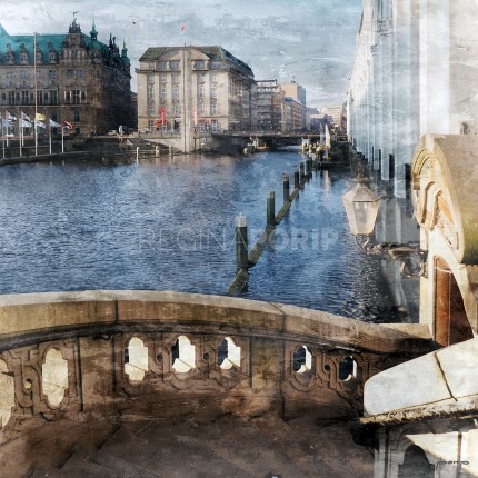 Hamburg Alsterarkaden 3  –  40 x 40 cm – Canvas Leinwand auf Keilrahmen gespannt