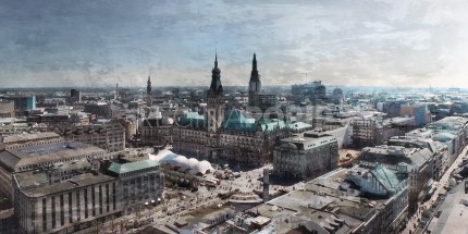 Hamburg Rathaus 1  100 x 50 cm – Canvas Leinwand auf Keilrahmen gespannt