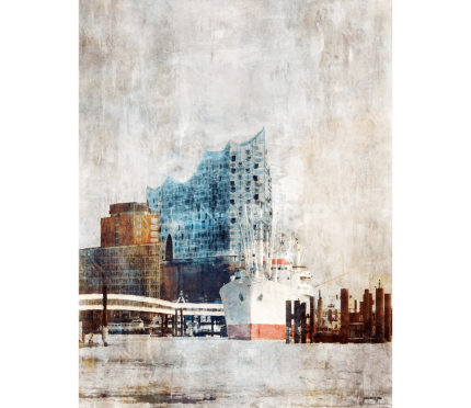 Hamburg Hafen 13 mit Elbphilharmonie – 100 x 130 cm – Canvas Leinwand auf Keilrahmen gespannt