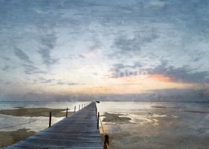 Nordsee mit Sunset 1 –  70 x 50 cm – Canvas Leinwand auf Keilrahmen gespannt