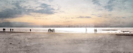 Nordsee mit Sunset 2  –  100 x 40 cm – Canvas Leinwand auf Keilrahmen gespannt