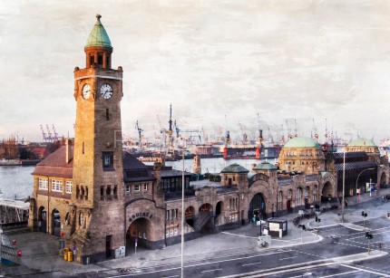 Hamburg Landungsbrücken 13  –  70 x 50 cm – Canvas Leinwand auf Keilrahmen gespannt