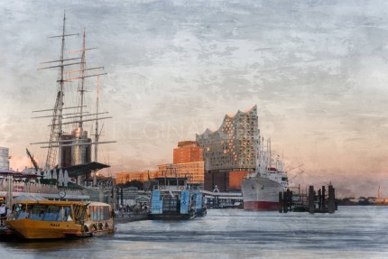 Hamburg Hafen 81  –  120 x 70 – Canvas Leinwand auf Keilrahmen gespannt