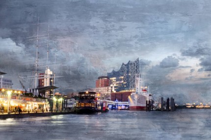 Hamburg Hafen 82  –  100 x 70 cm – Canvas Leinwand auf Keilrahmen gespannt