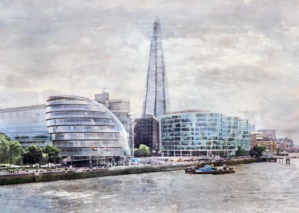 London – City Hall und The Shade  –  80 x 60 cm – Canvas Leinwand auf Keilrahmen gespannt