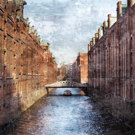 Hamburg Speicherstadt 21  –  100 x 100 cm – Canvas Leinwand auf Keilrahmen gespannt