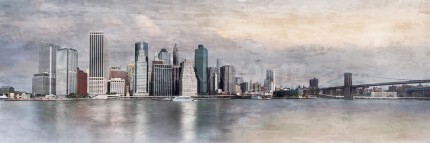 New York City Skyline 15 – 150 X 50 CM – Canvas Leinwand auf Keilrahmen gespannt