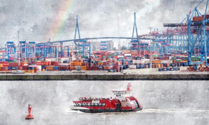 Hamburg Hafen 83  –  100 x 60 cm – Canvas Leinwand auf Keilrahmen gespannt