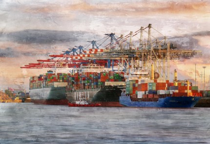 Hamburg Hafen 84  –  100 x 70 cm – Canvas Leinwand auf Keilrahmen gespannt