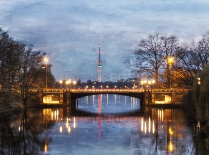Hamburg Fernsehturm 4  –  60 x 45 cm – Canvas Leinwand auf Keilrahmen gespannt