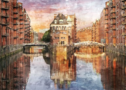 Hamburg Speicherstadt 24  –  60 x 43 cm – Canvas Leinwand auf Keilrahmen gespannt