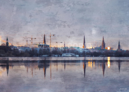 Hamburg Alster 48  –  60 x 40 cm – Canvas Leinwand auf Keilrahmen gespannt