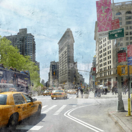 New York City Flatiron 5  –  100 x 100 cm – Canvas Leinwand auf Keilrahmen gespannt