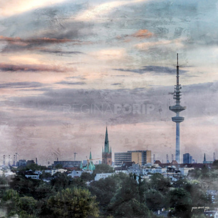 Hamburg Fernsehturm 2  –  70 x 70 cm – Canvas Leinwand auf Keilrahmen gespannt
