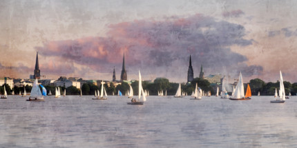 Hamburg Alster 60  –  120 x 60 cm – Canvas Leinwand auf Keilrahmen gespannt