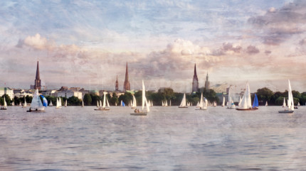 Hamburg Alster 61  –  100 x 55 cm – Canvas Leinwand auf Keilrahmen gespannt