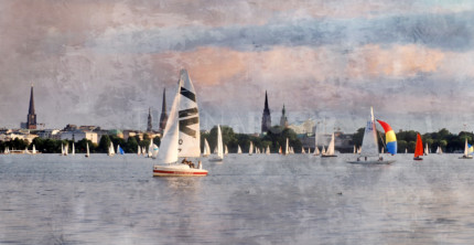 Hamburg Alster 62  –  120 x 60 cm – Canvas Leinwand auf Keilrahmen gespannt