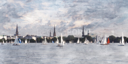Hamburg Alster 56  –  120 x 60 cm – Canvas Leinwand auf Keilrahmen gespannt