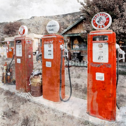 Amerika Kalifornien Gas Station 10 – 50 x 50 cm – Canvas Leinwand auf Keilrahmen gespannt