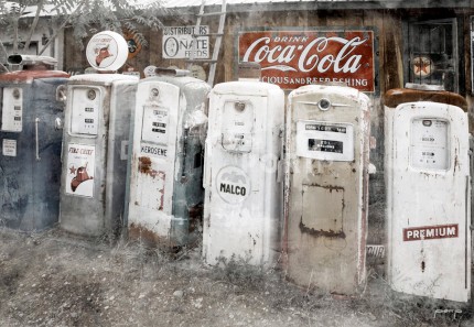 Amerika Kalifornien Gas Station Coca Cola – 80 x 55 cm – Canvas Leinwand auf Keilrahmen gespannt