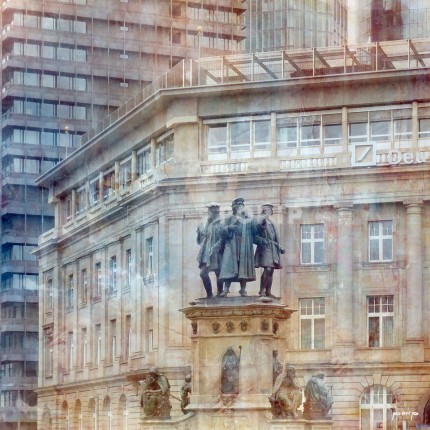 Frankfurt 10 mit Gutenberg-Denkmal – 50 x 50 cm – Canvas Leinwand auf Keilrahmen gespannt