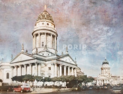 Berlin 9 mit Deutschem und Französischem Dom – 80 x 60 cm – Canvas Leinwand auf Keilrahmen gespannt