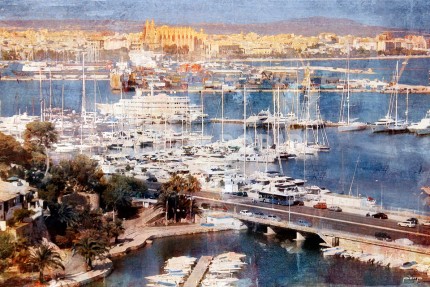 Palma de Mallorca mit Kathedrale – 85 x 55 cm – Canvas Leinwand auf Keilrahmen gespannt