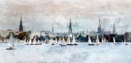 Hamburg Alster 16 – 140 x 70 cm – Canvas Leinwand auf Keilrahmen gespannt