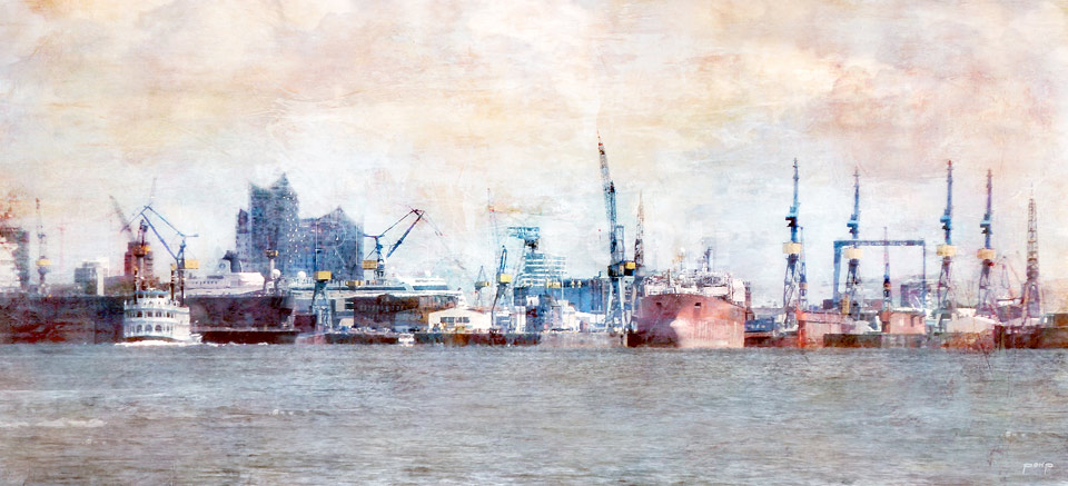 Hamburg Hafen 40 mit Elbphilharmonie – 120 x 55 cm