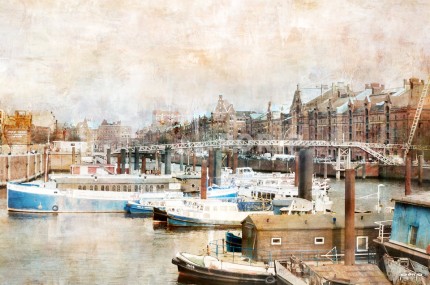 Hamburg Hafen Speicherstadt 2 – 100 x 65 cm – Canvas Leinwand auf Keilrahmen gespannt