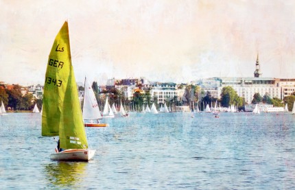 Hamburg Alster 35 – 55 x 35 cm – Canvas Leinwand auf Keilrahmen gespannt