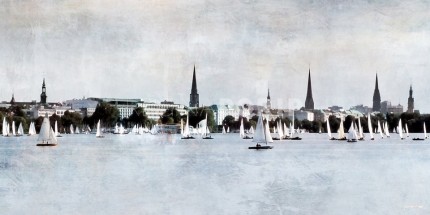 Hamburg Alster 40 – 100 x 50 cm – Canvas Leinwand auf Keilrahmen gespannt