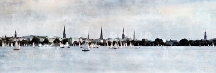 Hamburg Alster 40 – 120 x 40 cm – Canvas Leinwand auf Keilrahmen gespannt