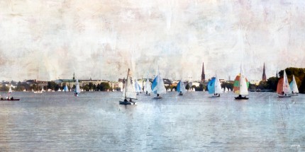 Hamburg Alster 18 – 50 x 25 cm – Canvas Leinwand auf Keilrahmen gespannt