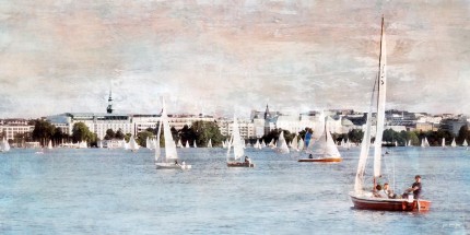 Hamburg Alster 26 – 50 x 25 cm – Canvas Leinwand auf Keilrahmen gespannt