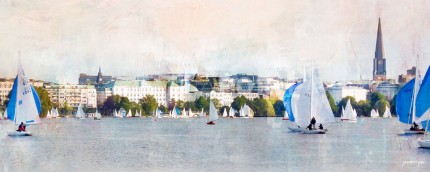 Hamburg Alster 34 – 70 x 30 cm – Canvas Leinwand auf Keilrahmen gespannt