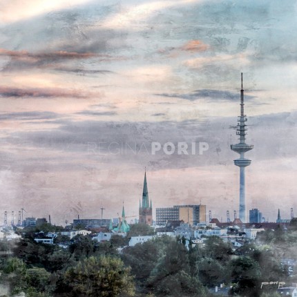 Hamburg Alster Fernsehturm 2 – 30 x 30 cm – Canvas Leinwand auf Keilrahmen gespannt