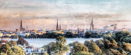 Hamburg Alster 43 – 120 x 50 cm – Canvas Leinwand auf Keilrahmen gespannt
