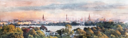 Hamburg Alster 44 – 100 x 30 cm – Canvas Leinwand auf Keilrahmen gespannt